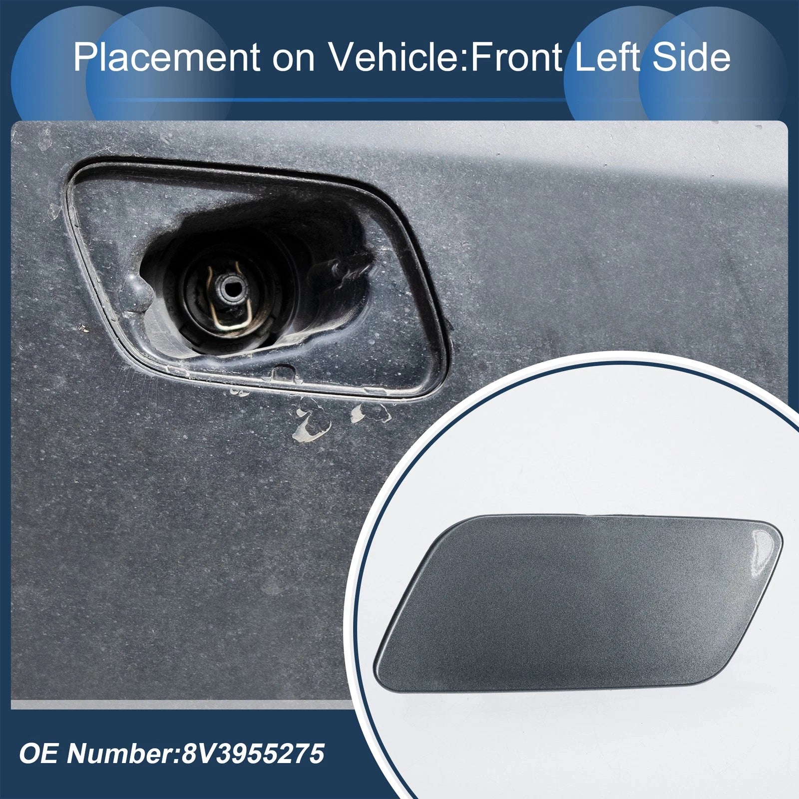 Front Left Washer Nozzle Cover Cap for Audi A3 8V (2016–2020) Gray 1 Pc