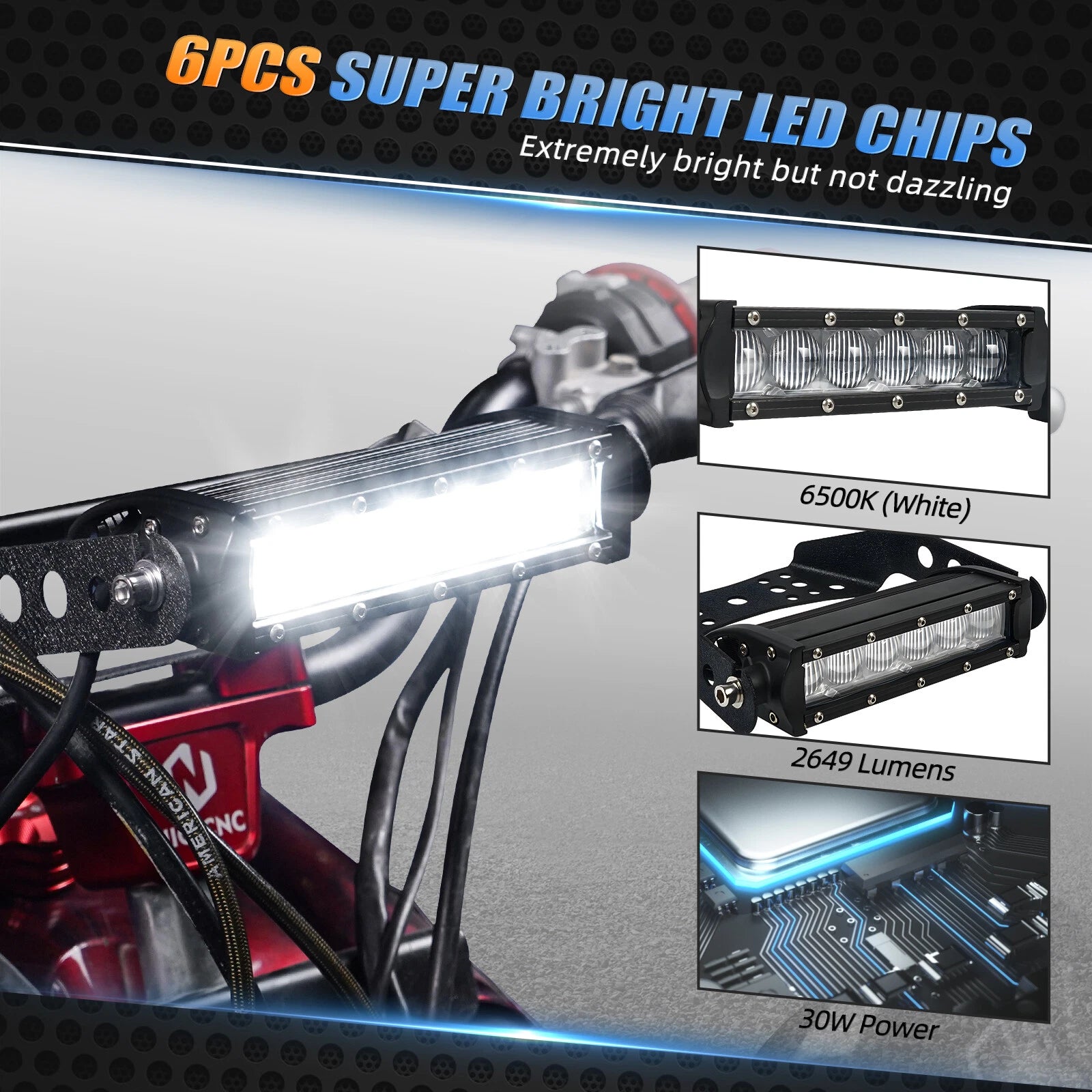 LED Front Headlight with Bracket for Yamaha Banshee 350 Blaster 200 (1997–2006)