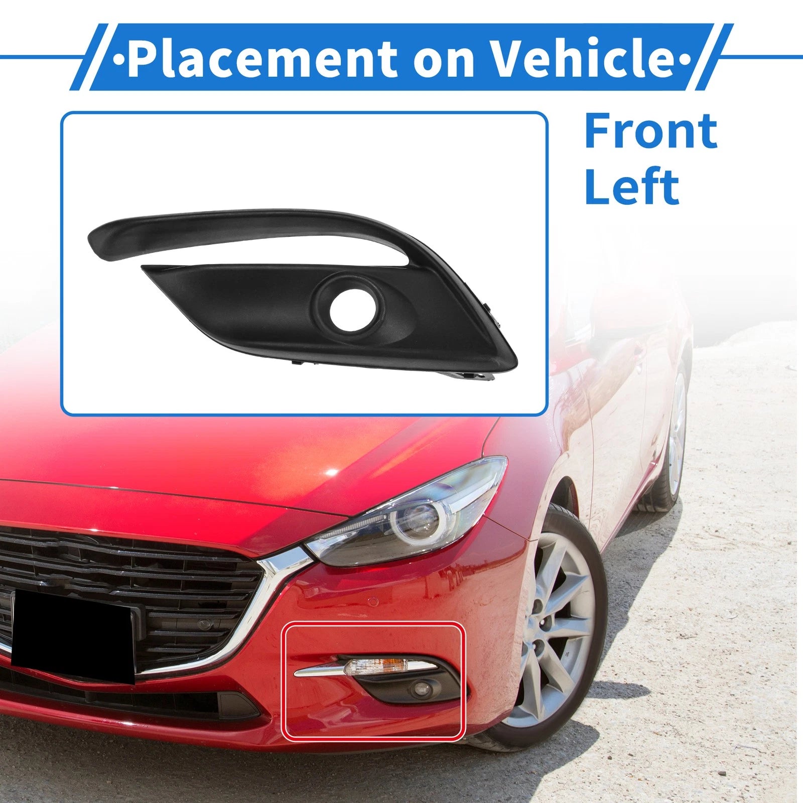 Front Left Fog Light Grill Replacement for Mazda 3 (2017–2018)