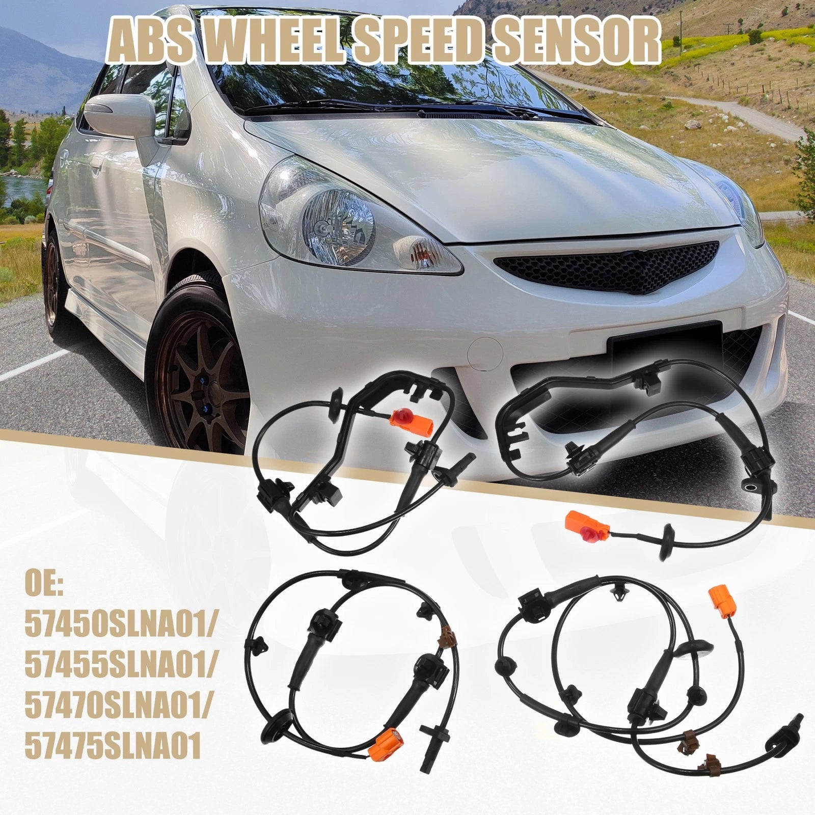 4pcs ABS Sensor No. 57450SLNA01 for Honda Fit (2007–2008)