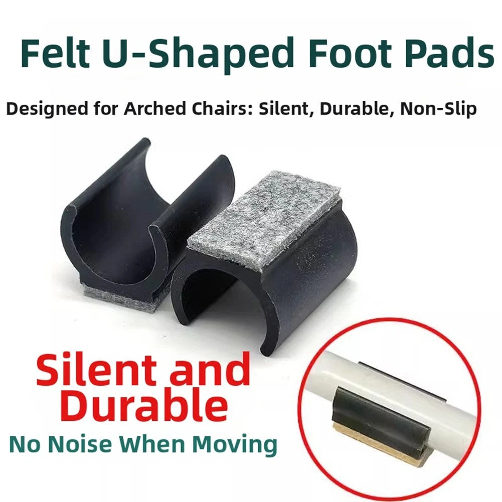 24 Pack U Shaped Felt Pads for Chair Legs - Protects Laminate & Wood Floors