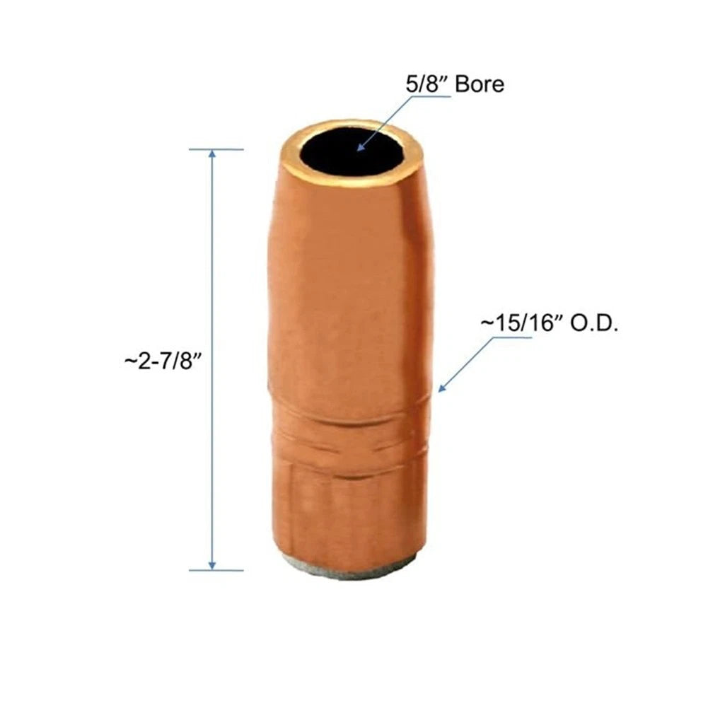 2X Heavy Duty Copper Nozzle for MIG Welding 58 Inch Bore Size