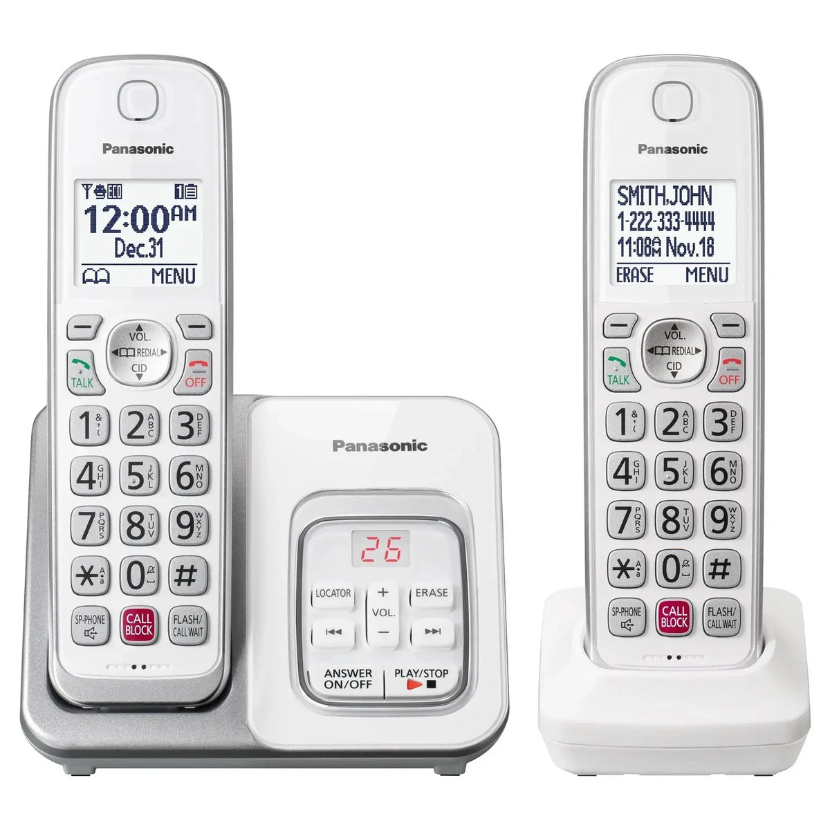 Panasonic DECT 6.0 Cordless Phone Set of 2 KX-TGD832W