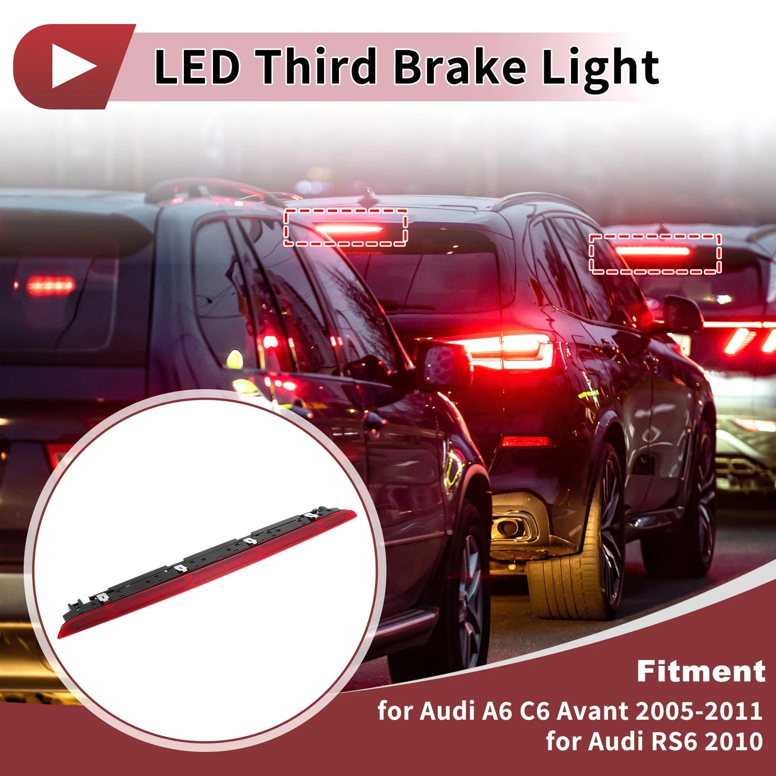 High Mounted LED Third Brake Light Replacement for Audi A6 C6 Avant (2005–2011)