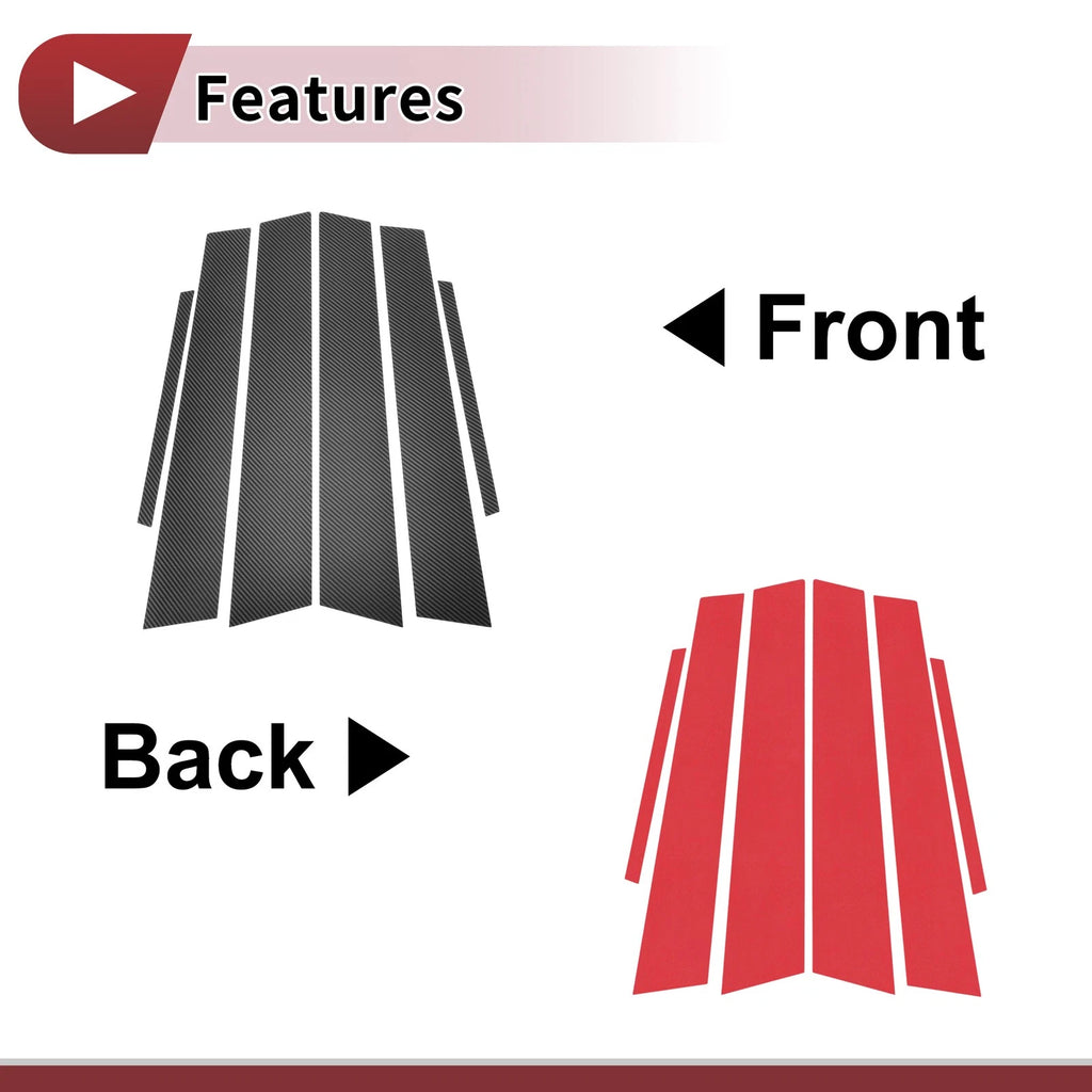 6 Pcs Door Pillar Window Trim Replacement for Honda Civic (2006–2011)