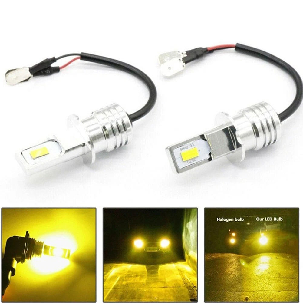 2X H3 LED Fog Light Bulb Conversion Kit 80W 3000K for