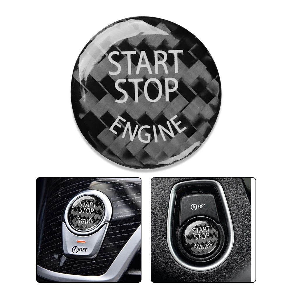 Carbon Fiber Keyless Start Button Cap Sticker for