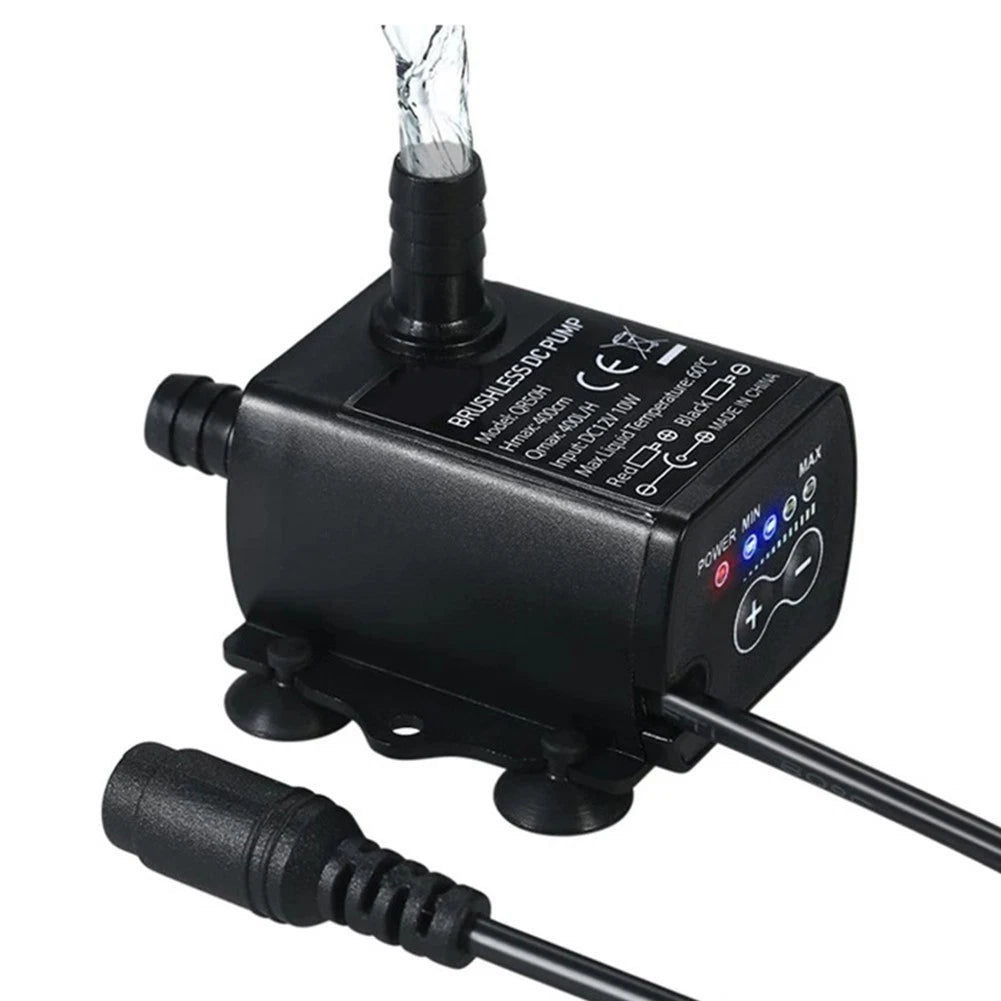 DC12V Brushless Submersible Pump 400LH with Flow Control and LED Indicator