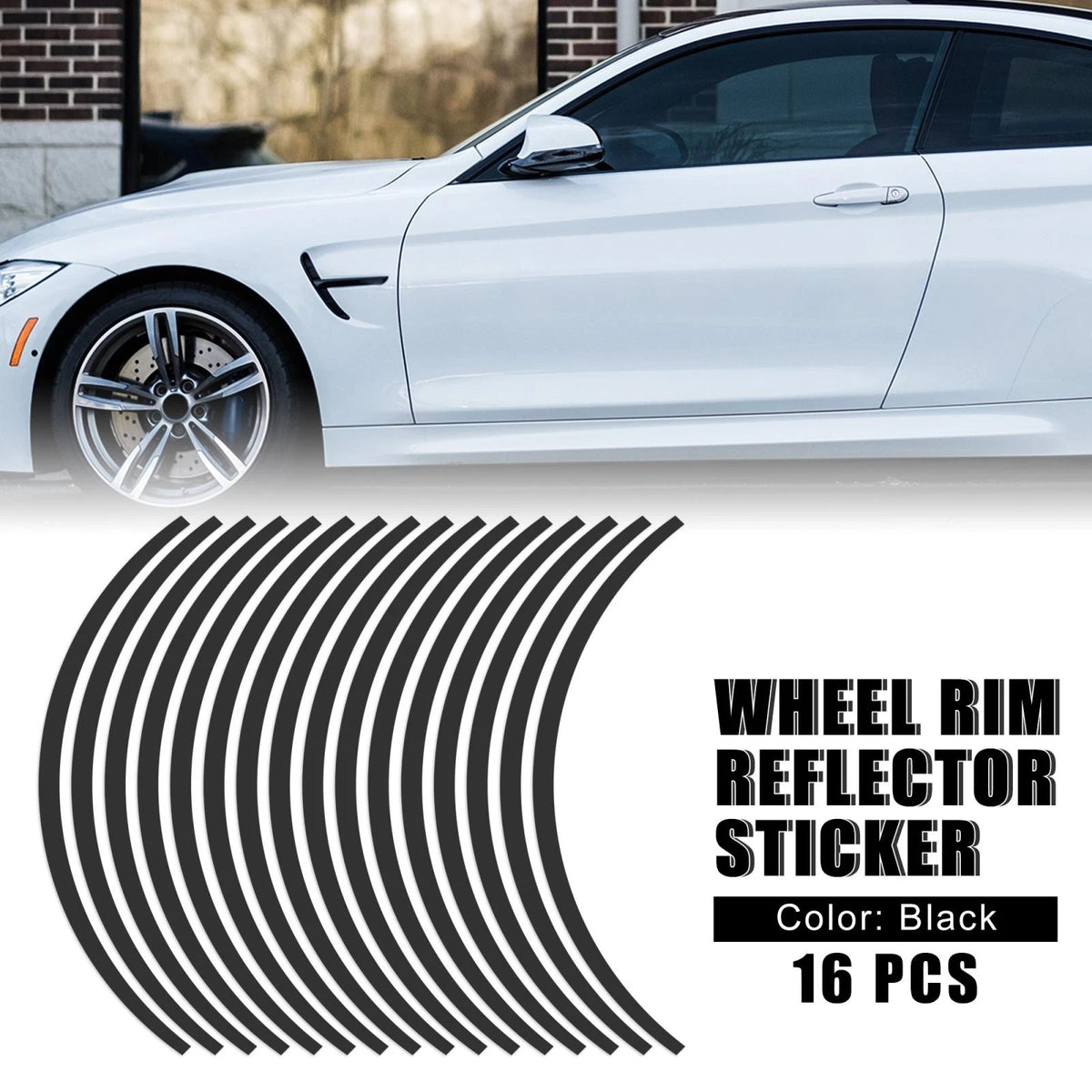 16pcs Wheel Rim Stripe Reflector Stickers for Motorcycle Car Bike (17 in)