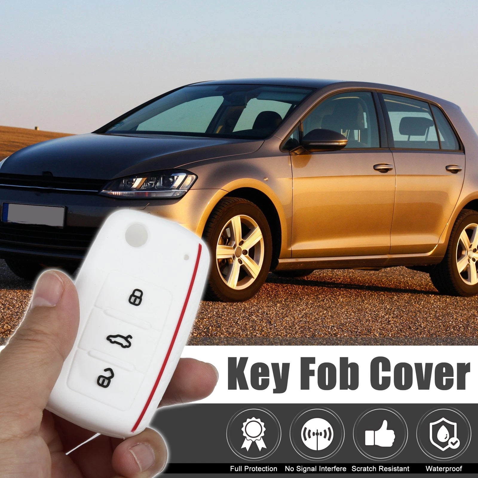 Silicone Key Fob Shell Replacement for Volkswagen GTI 3-Button (2015–2020)