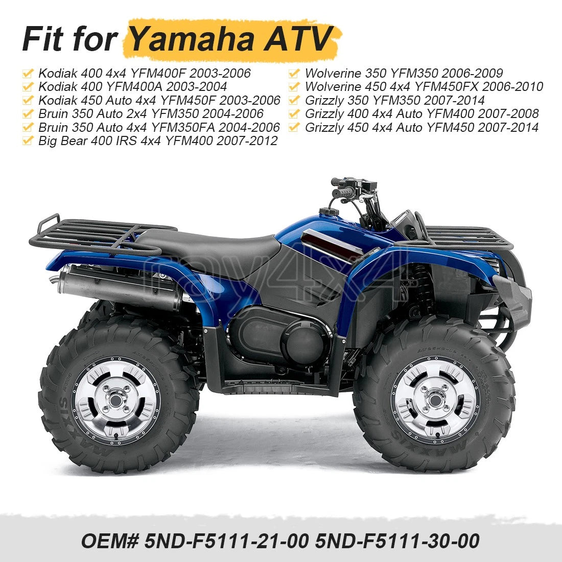 Front Left/Right Hub for Yamaha Grizzly 350 400 450 (2007–2014)