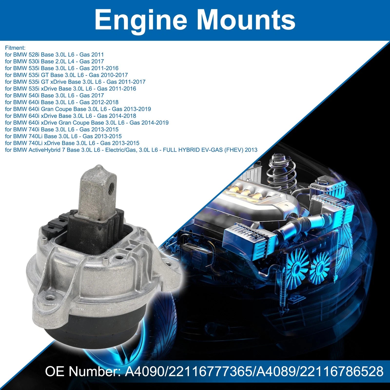 Engine Motor Mount Replacement for BMW 528i 3.0L L6 (2011–2017)