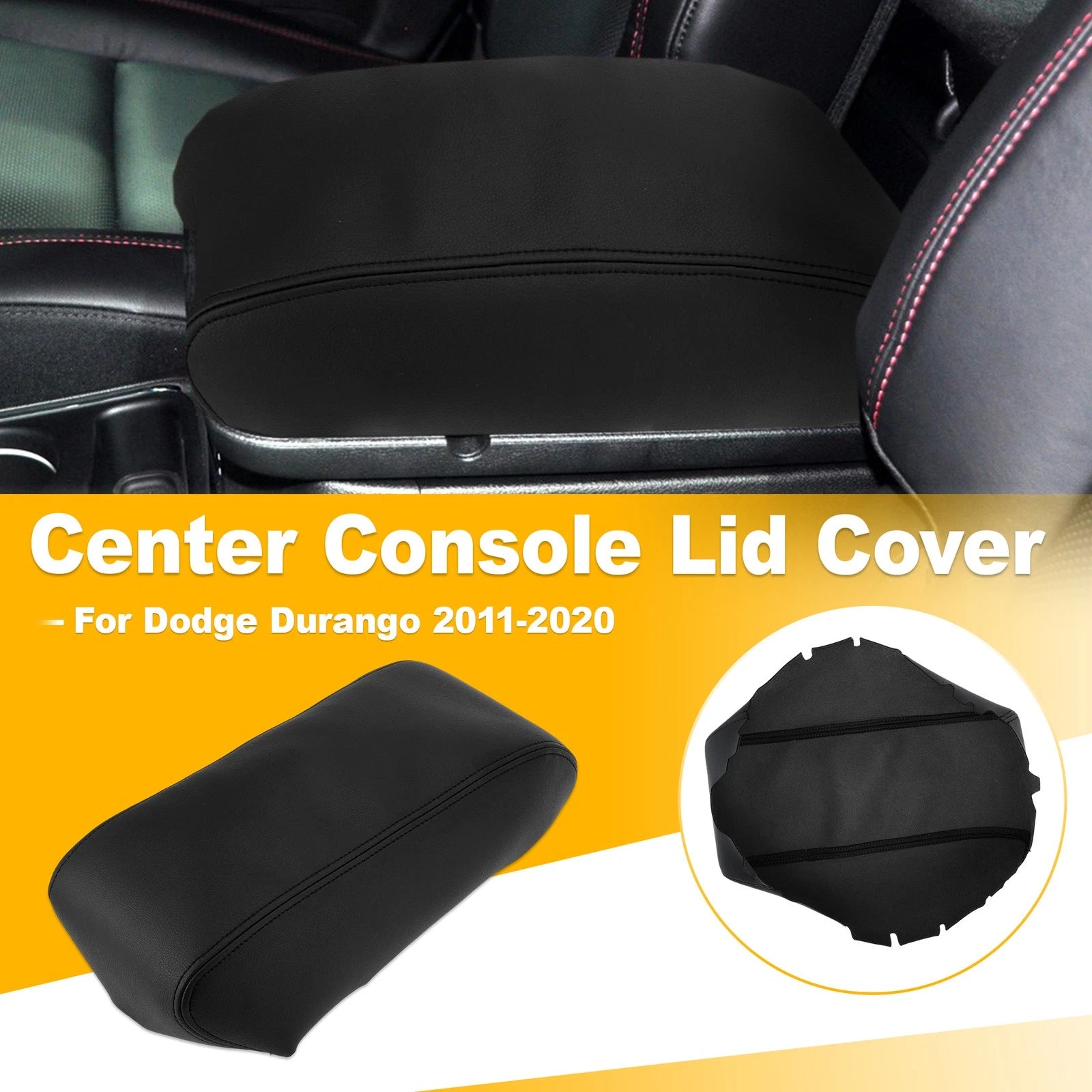 Car Leather Center Console Lid Armrest Cover Replacement for Dodge Durango (2011–2020)