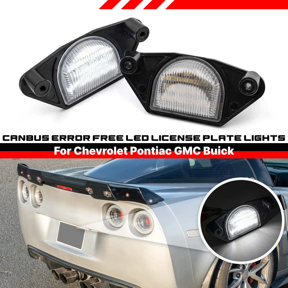 2X LED License Plate Light Lamp for Chevy Corvette C4 C5 C6 (1984–2013)