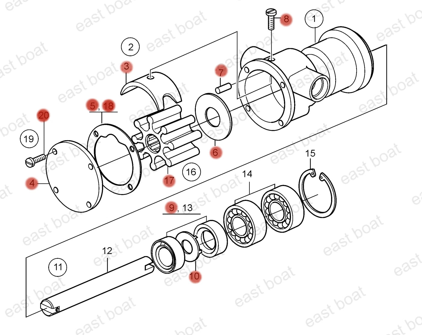Major Repair Kit 21951368 for Johnson Pumps (10-35157-1, 10-24178-2, 10-24707-01)