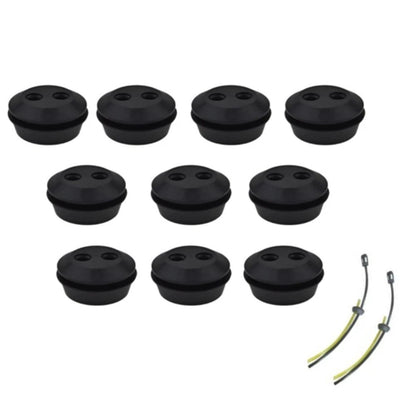 Set of 10 Rubber Grommets for Trimmer Fuel Tank (21.5mm, 2-Hole)