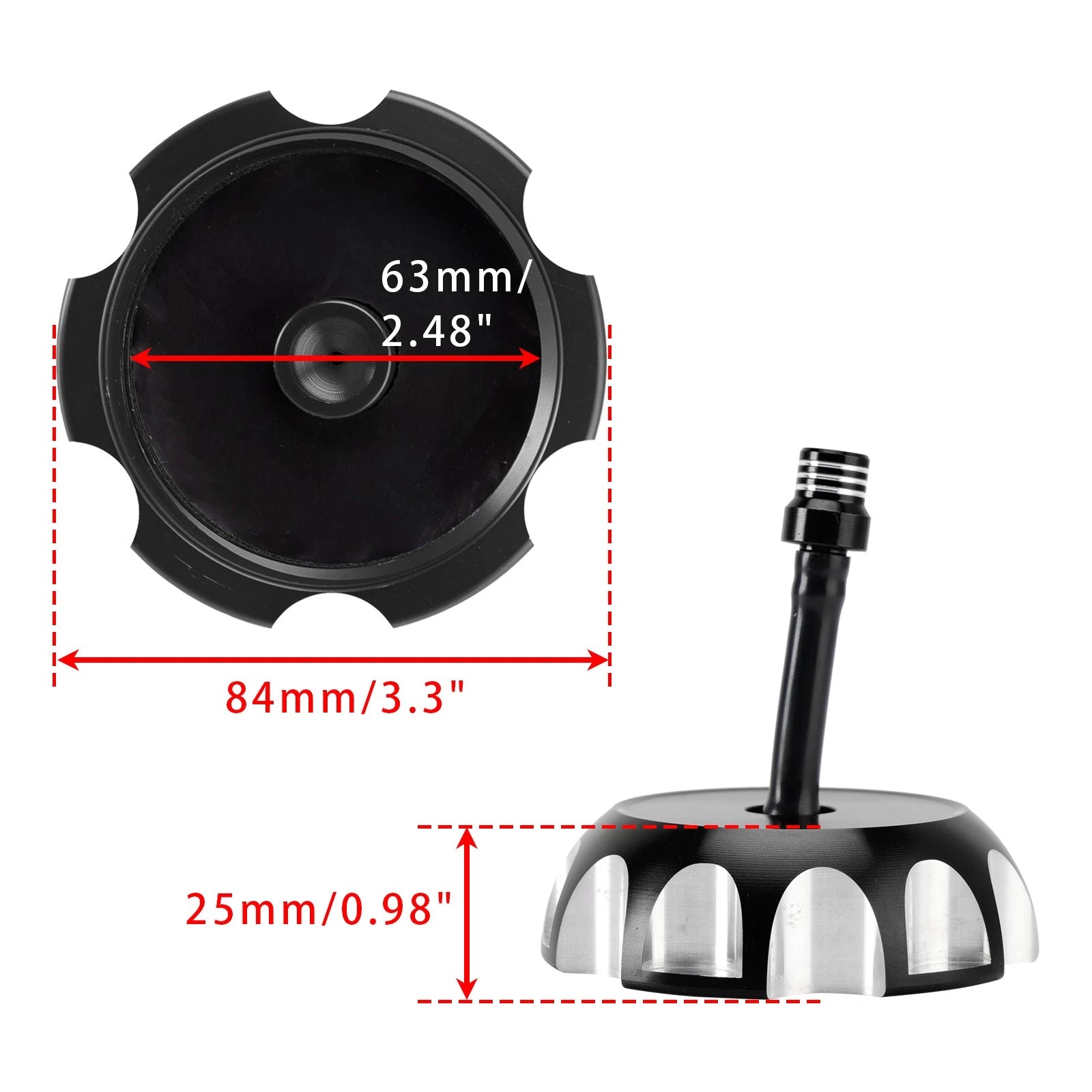 Aluminum Fuel Tank Cap w/Vent for Yamaha TTR250 YZ125 YZ250 WR250 WR400 WR426 (1999–2006)