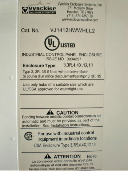 Vynckier Shore Power Control Panel Enclosure for (0034257)
