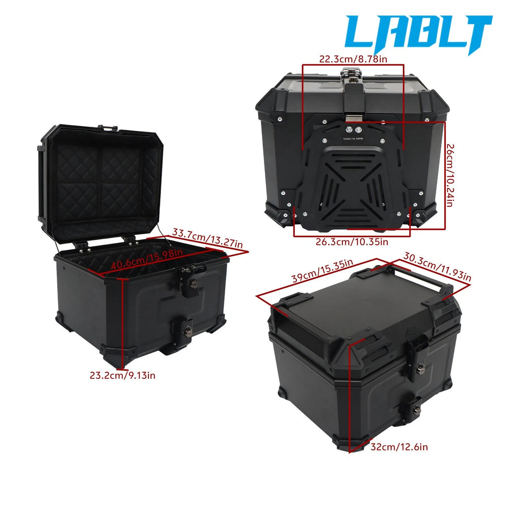 45L Motorcycle Rear Tour Box Top Case for LABLT (Waterproof, Security Lock)
