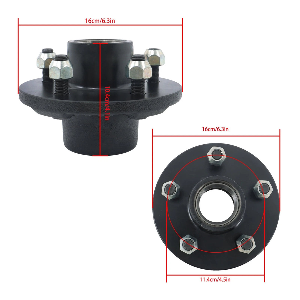 Set of 2 5-Lug 4.5" Trailer Wheel Hub Kits for 3500 lb #84 Axles