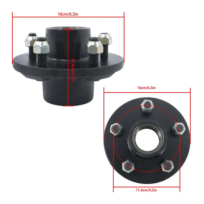 Set of 2 5-Lug 4.5" Trailer Wheel Hub Kits for 3500 lb #84 Axles