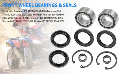 Front Wheel Bearing & Seal for Honda Foreman 400 450 500 Rubicon Rincon 650 680 (2000–2023)