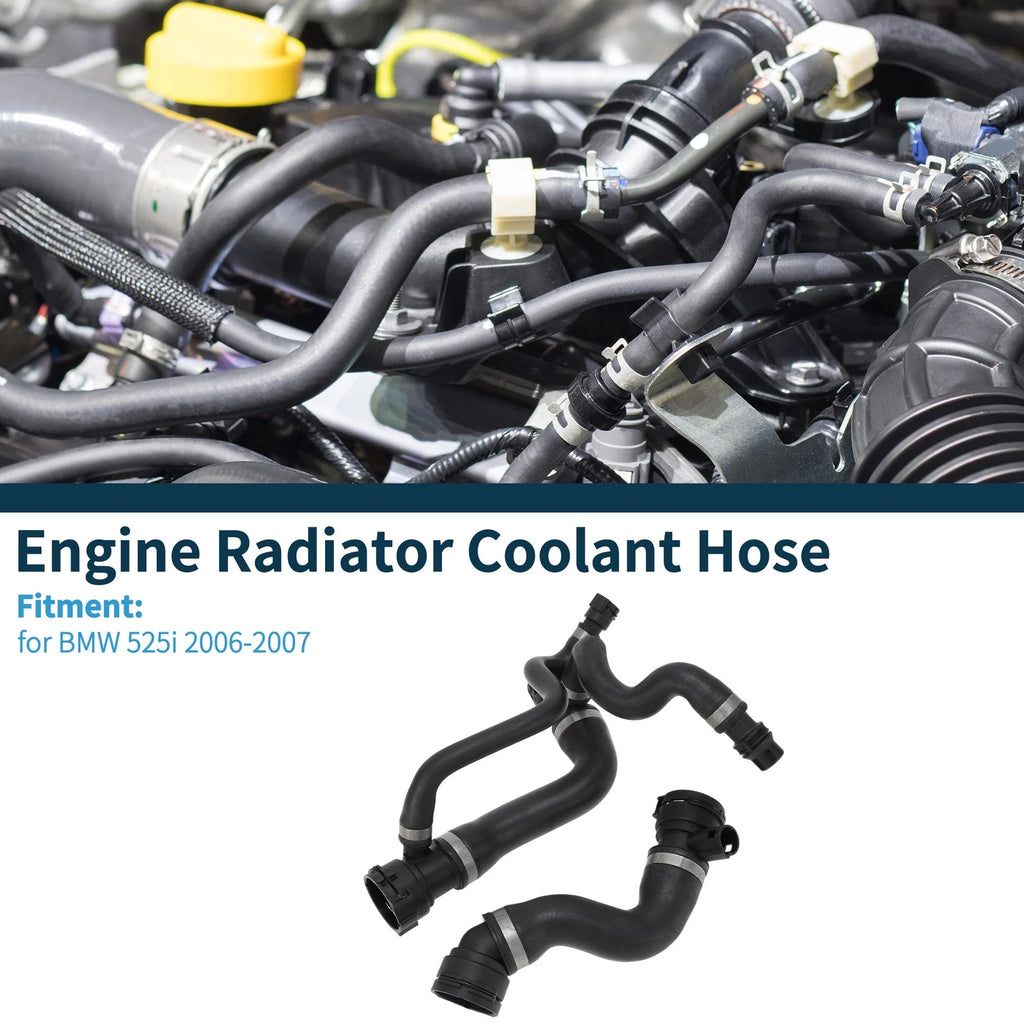Engine Radiator Coolant Hose Water Pipes Set for BMW 525i (2006–2007)