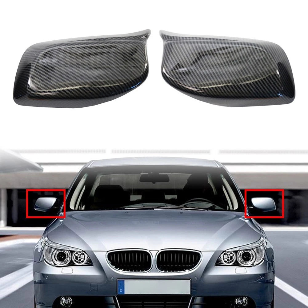2X M Style Side Rearview Mirror Cover Caps for BMW 5 6 Series (2003–2010)