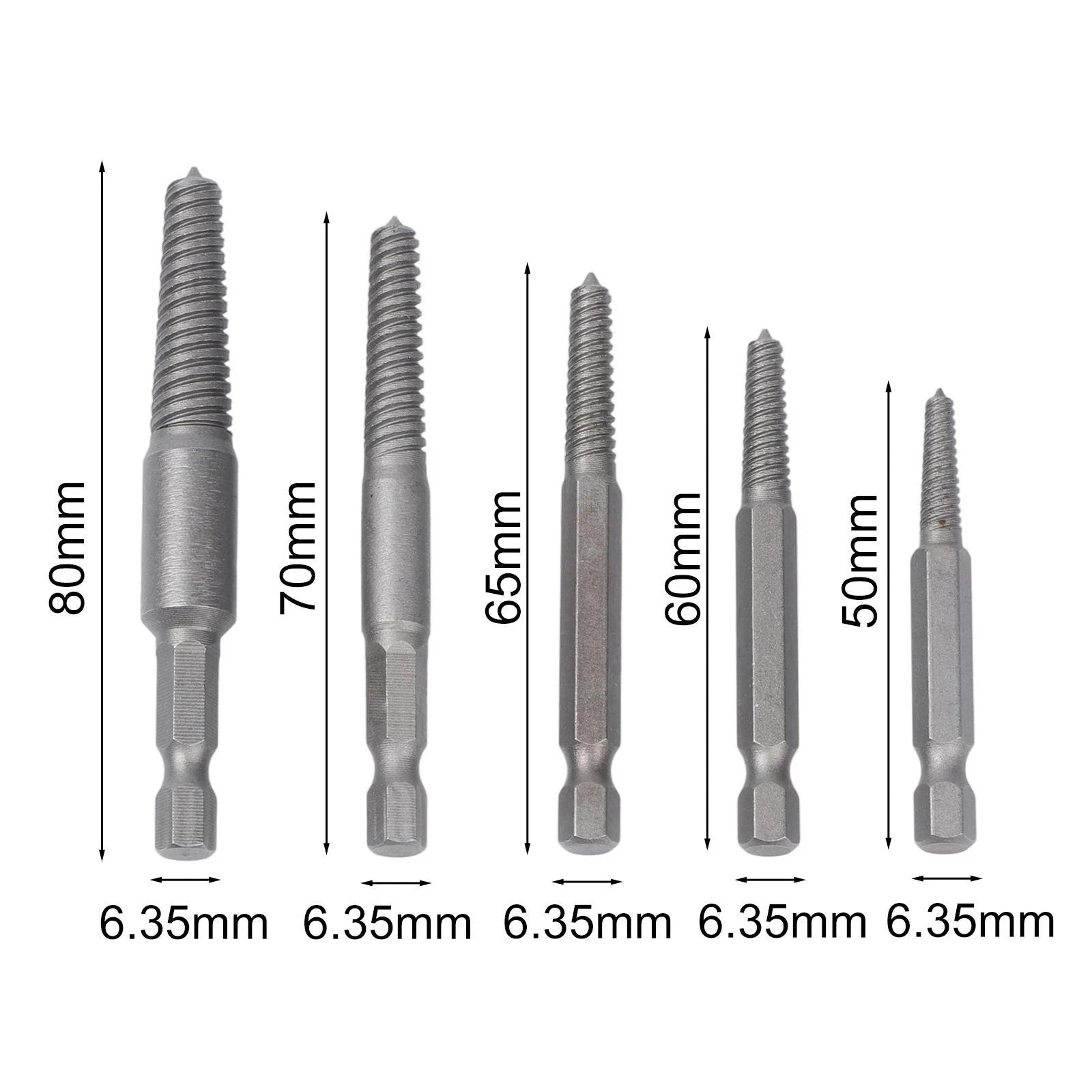 5 Pcs Hex Screw Extractors for Universal Use (1/4 Inch)
