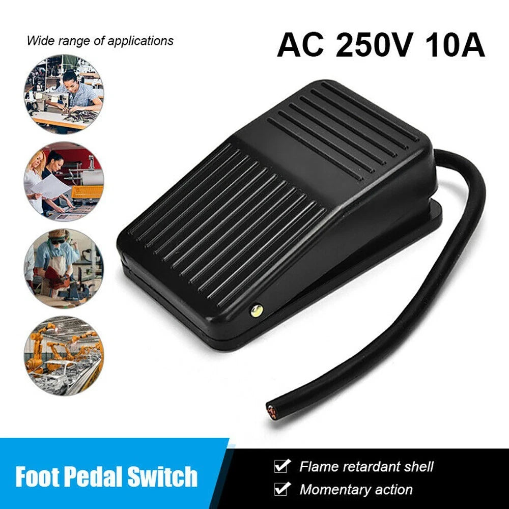 Push Button Power Foot Pedal Switch 100mm 10A AC 250V Black