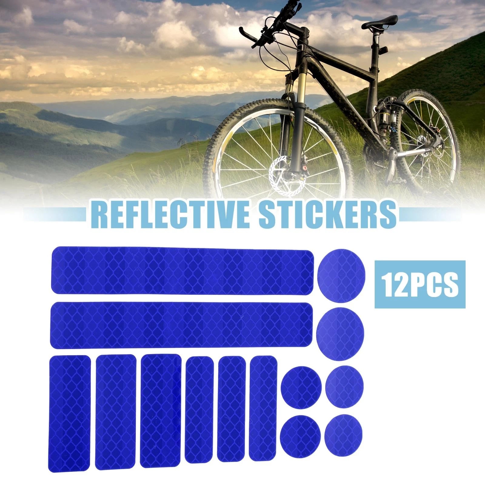 14pcs Universal Reflective Stickers Adhesive Tape for Bicycle Car (Blue)