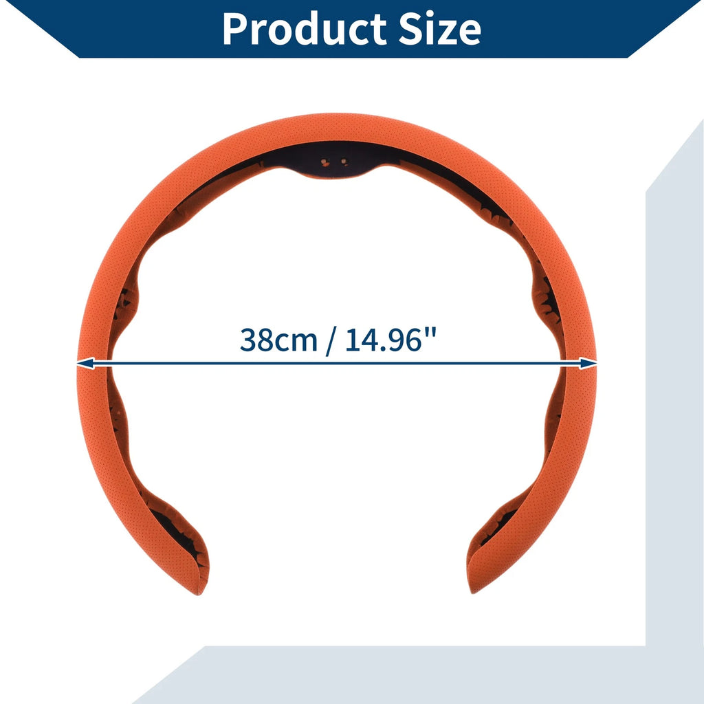 Steering Wheel Cover for Universal Fit (14.96", Orange)