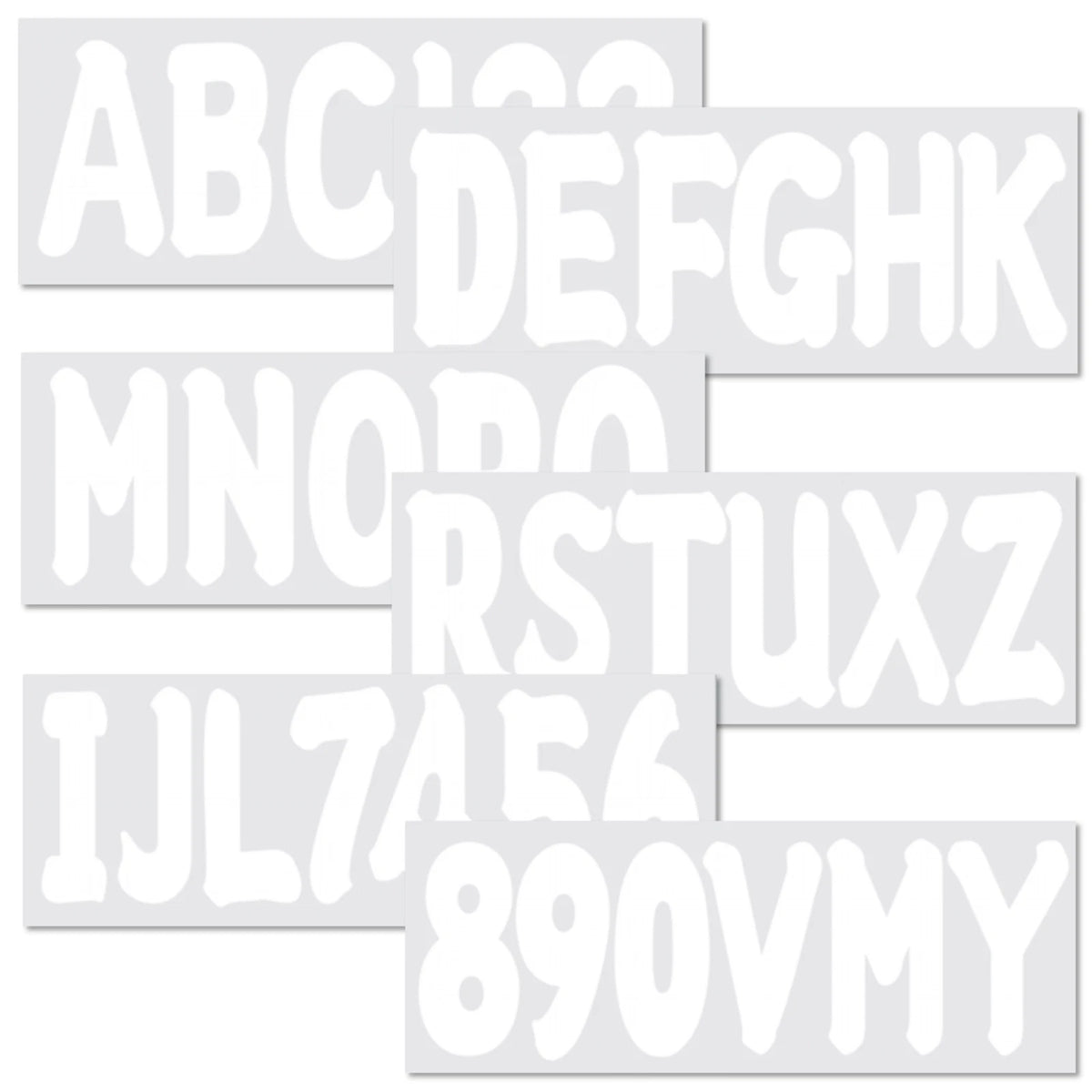 Set of 4 Boat Numbers and Letters Decal Stickers A-Z 0-9 White