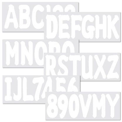 Set of 4 Boat Numbers and Letters Decal Stickers A-Z 0-9 White