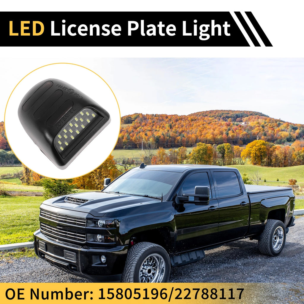 2Pc License Plate Light Replacement for Chevrolet Silverado GMC Clear Lens (2014–2018)