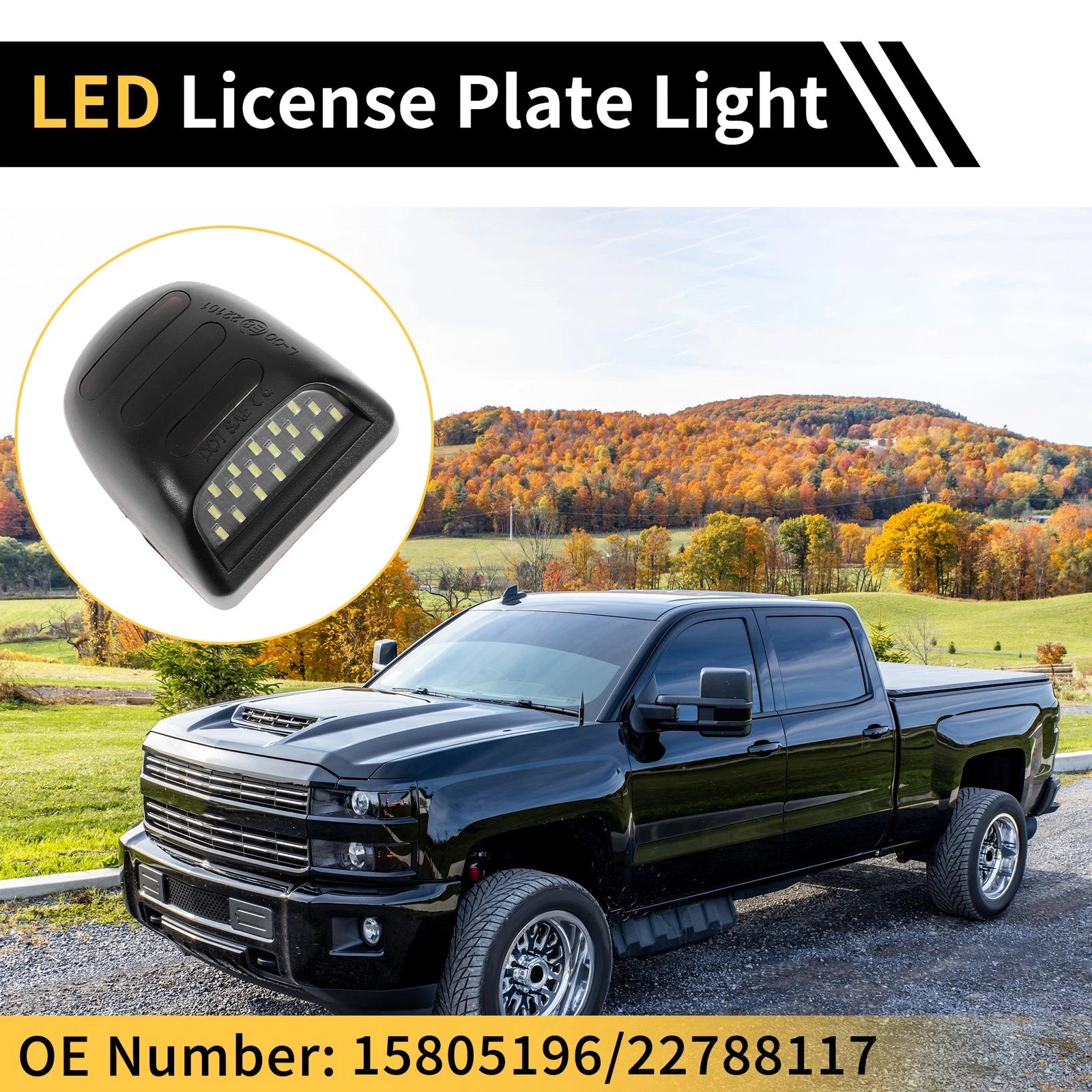 2Pc License Plate Light Replacement for Chevrolet Silverado GMC Clear Lens (2014–2018)