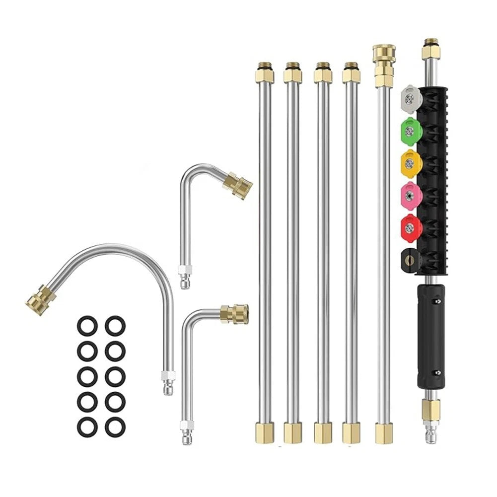 9FT Pressure Washer Extension Wand with 6 Nozzles for Gutter and Roof Use