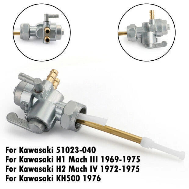 Gas Fuel Petcock Valve 51023-040 for Kawasaki H1 H2 KH500 (1969–1976)