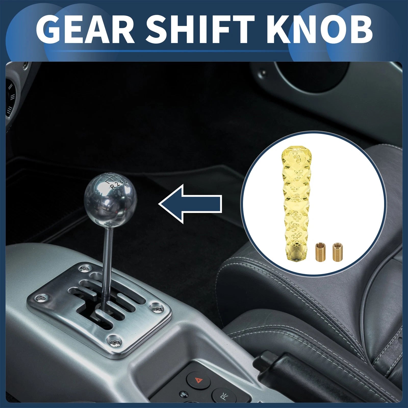 Set of 1 Diamond Pattern Crystal Shift Knob for Universal Vehicles (20cm)