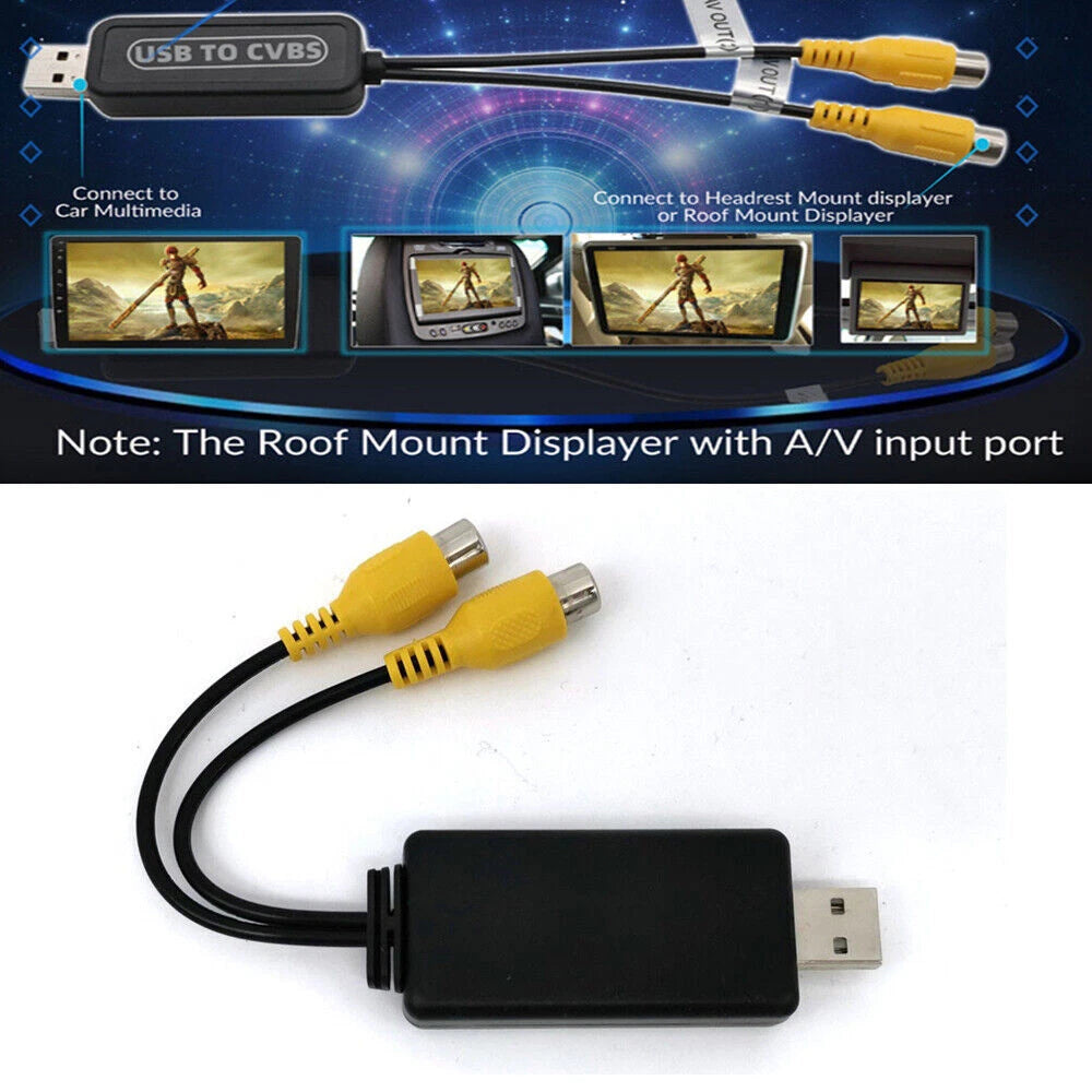 USB to RCA Interface Adapter for Car Android Radio Player (does not have)