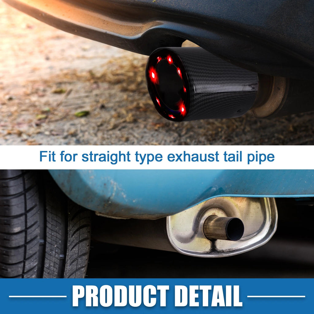 Exhaust Tip Tail Pipe with Red LED Lights 1.4-2.2Inch Inlet (Universal)