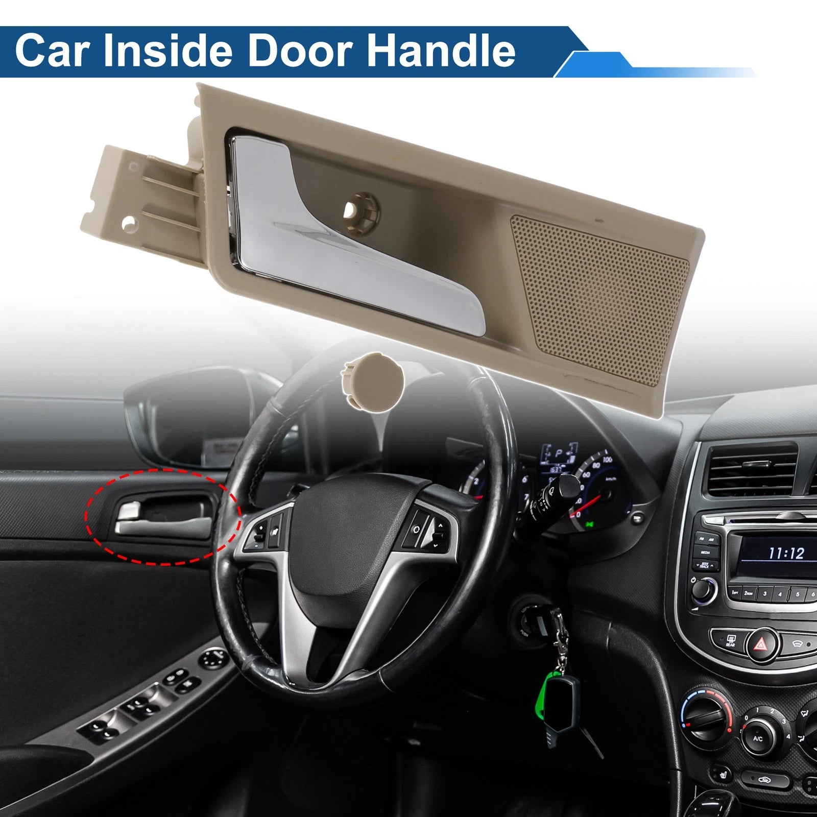 Front Passenger Side Interior Door Handle for Roewe 350 (2012–2015) Beige Chrome