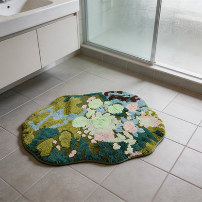 3D Floral Bath Mat for Bathroom - Machine Washable, Easy Maintenance Rug