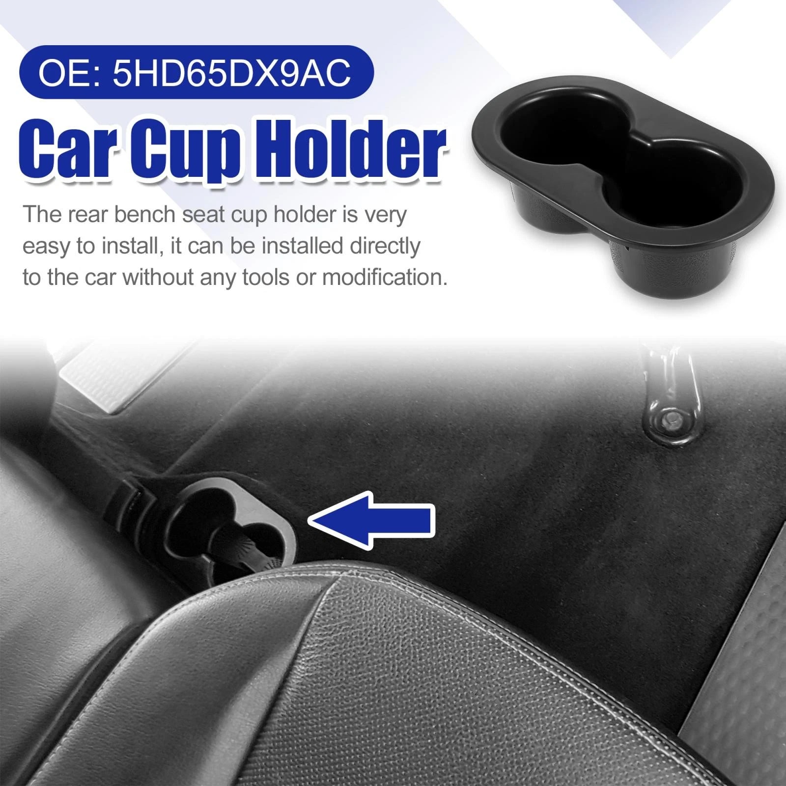 Rear Seat Cup Holder Dual Drink Replacement for Dodge Ram 1500 2500 (2002–2020)