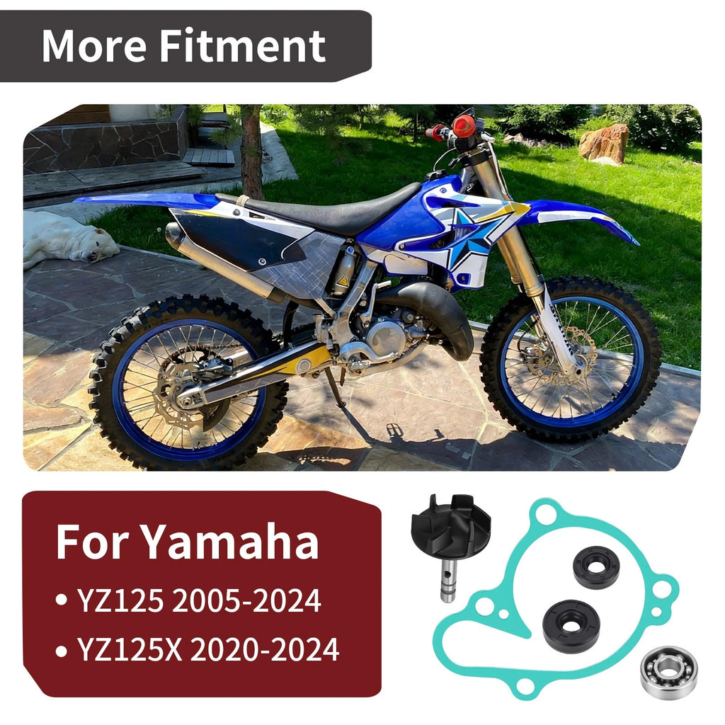 Impeller Shaft + Water Pump Cover Gasket Bearing Seal for Yamaha YZ125 (2005–2024)