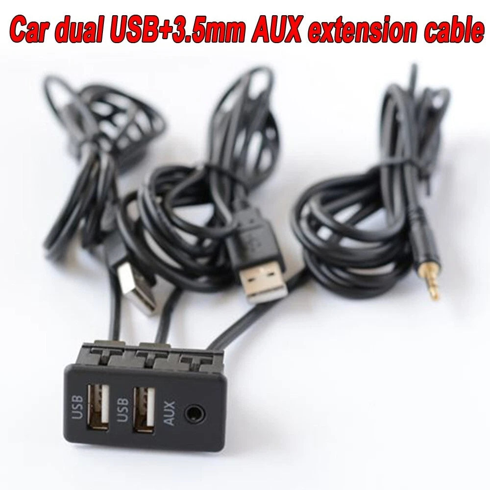 Dual USB Interface Charging and AUX Extension Cord for