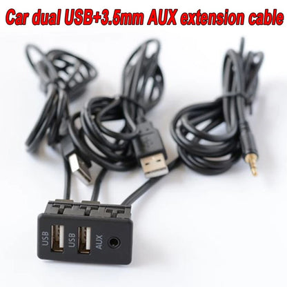 Dual USB Interface Charging and AUX Extension Cord for