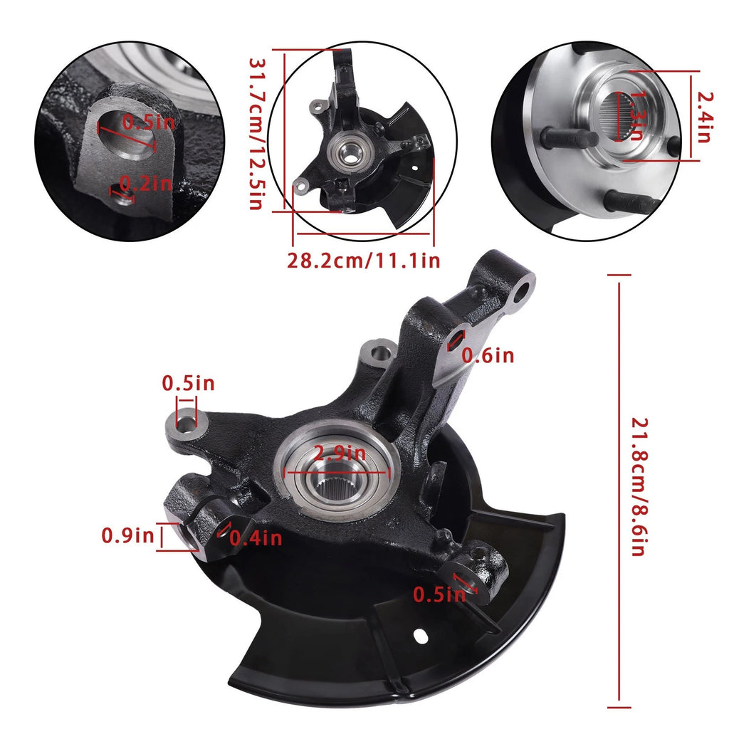 Front Steering Knuckles & Wheel Hub Bearings Assembly for Ford Edge (2007–2010) 686-262