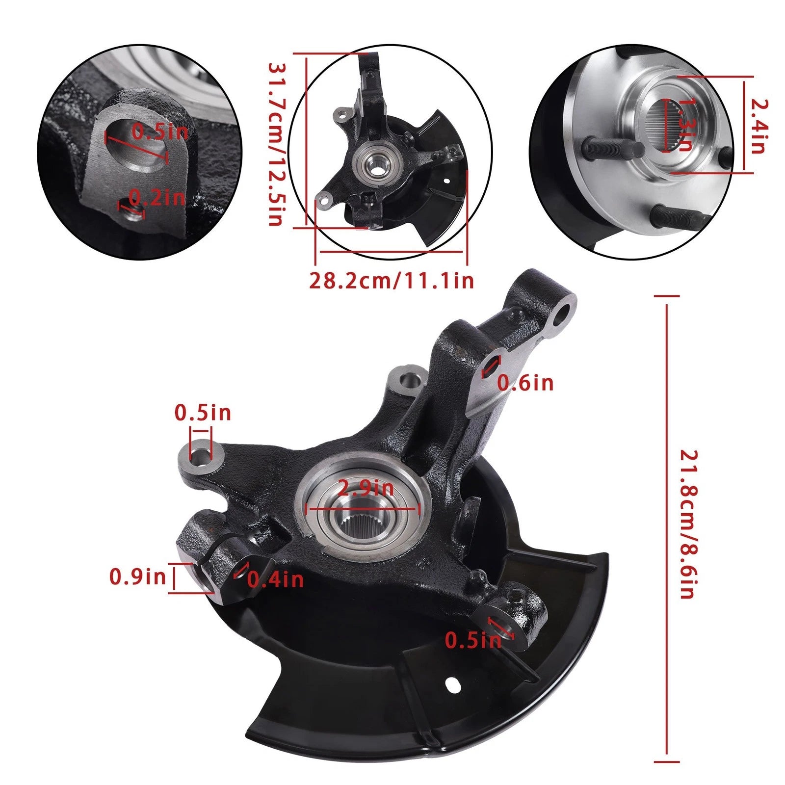 Front Steering Knuckles & Wheel Hub Bearings Assembly for Ford Edge (2007–2010) 686-262