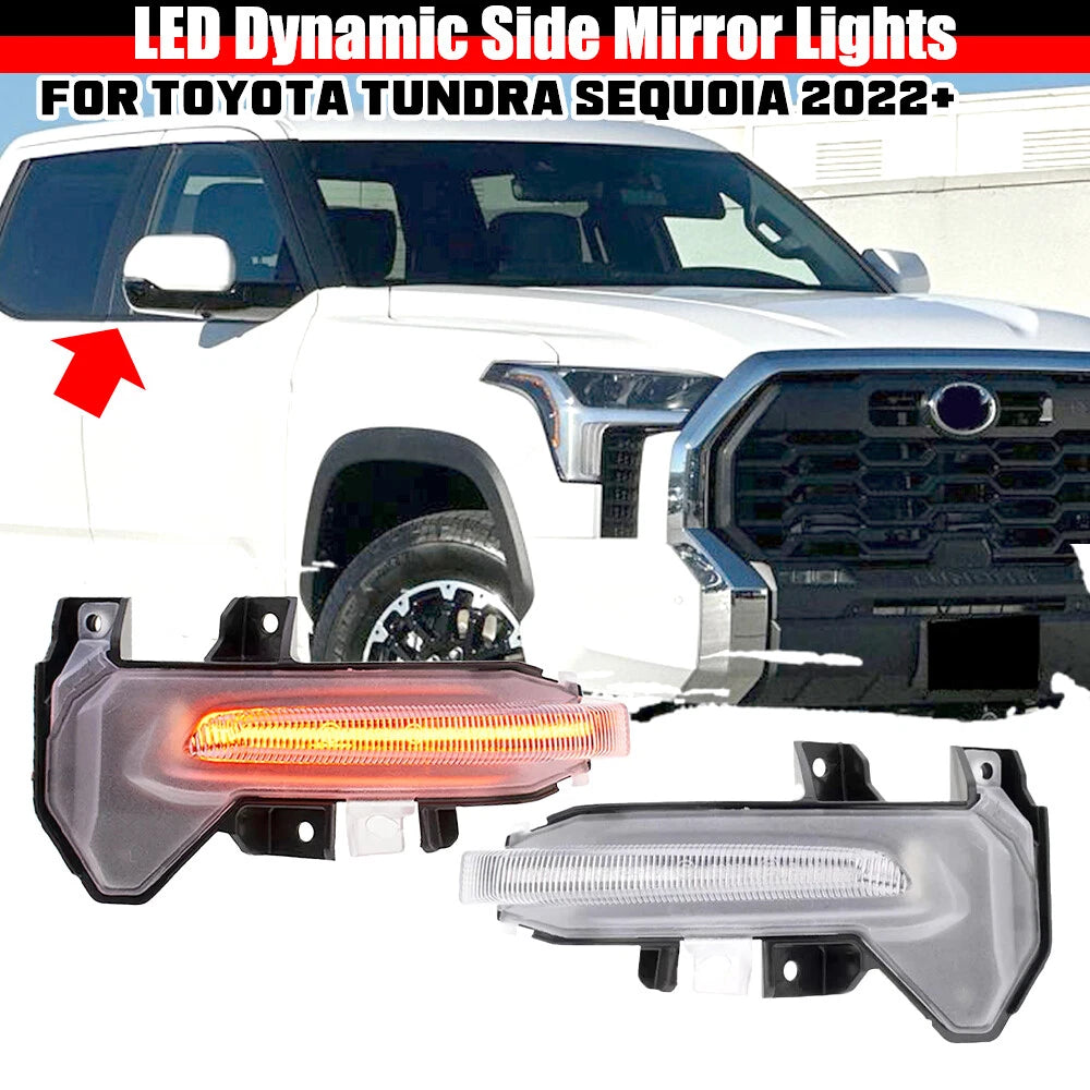 Clear Dynamic LED Side Mirror Turn Signal Light for Toyota Tundra Sequoia (2022–2023)